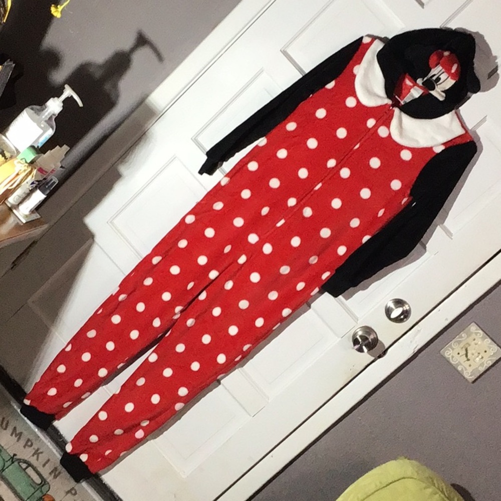DISNEY MINNIE MOUSE HOODED ONE PIECE WOMENS PAJAMA.